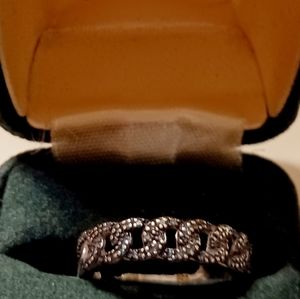 Blue Diamond Sterling  Band Ring Size 7